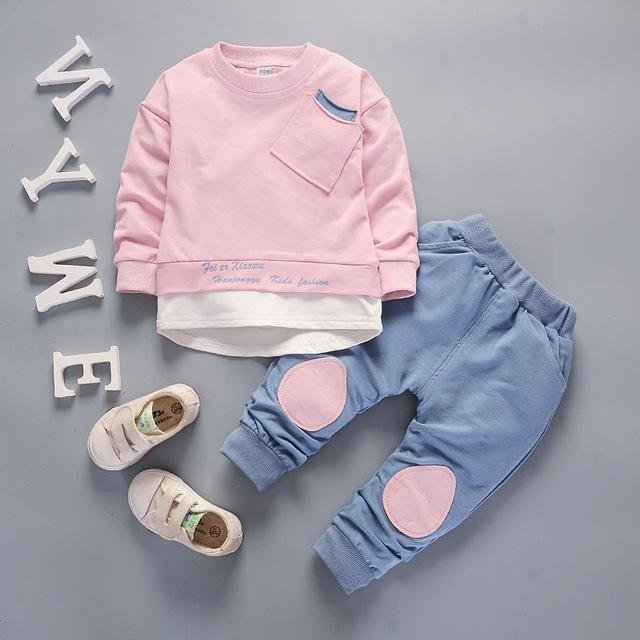 Autumn kid boys+girls fashion long sleeve t-shirt pant suits