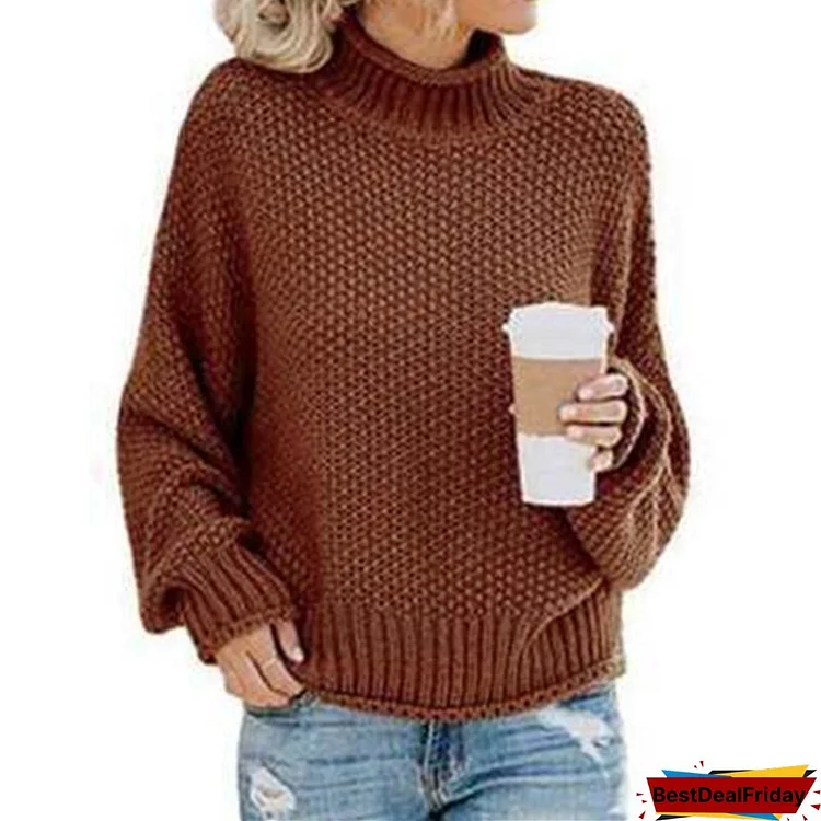 Top Casual Loose Short Sleeve Knit Sweater High Neck Knit Pullover Women's 9-color Clothing Length Sleeve Style Decoration Age