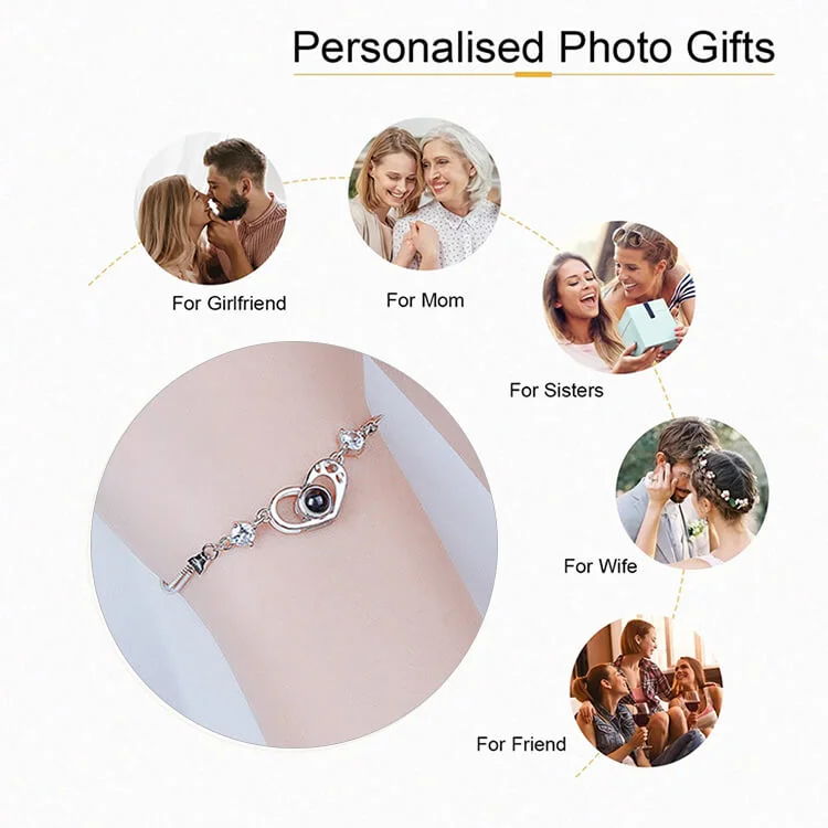 Custom Color Photo  Love Heart Projection Bracelet