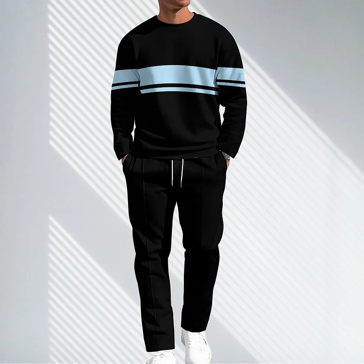Men Causal Printed Hoodied and Pants Suit