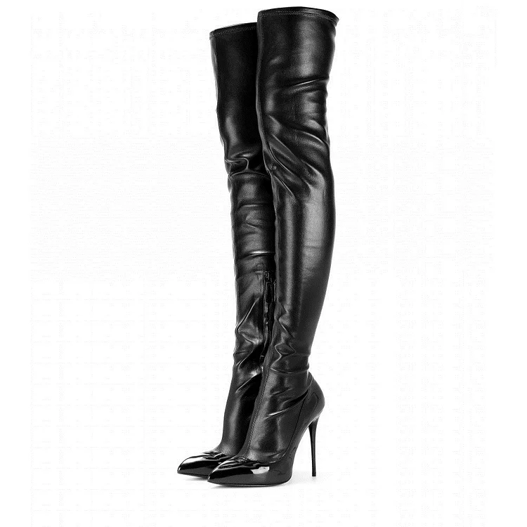 Black Thigh High Heel Boots Sexy Cat Woman Stiletto Heel Long Boots |FSJ Shoes