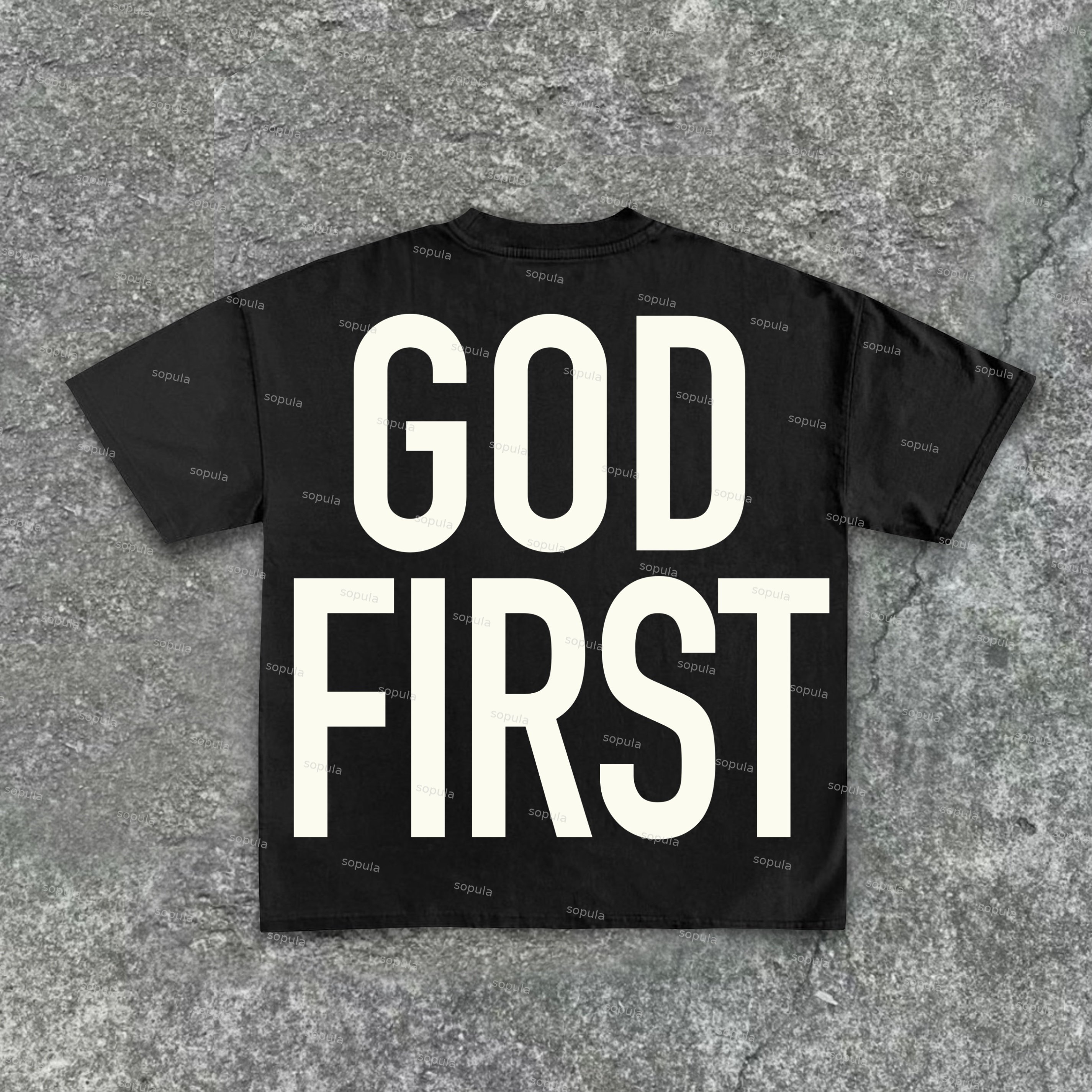 Sopula Stylish God First Print Cotton T-Shirt - Sopula｜Premium Graphic Tees & Graphic Clothing