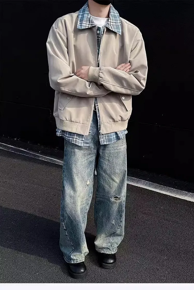 Men's Spring Summer Lapel Collar Bomber Jacket