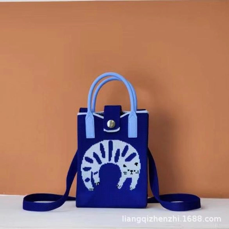 Women’s Polyester Cartoon Cute Square Hidden Buckle Shoulder Bag Handbag Crossbody Bag