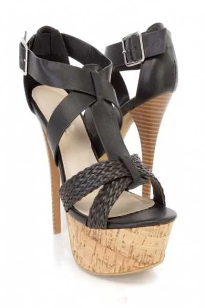 Black Platform Stiletto Heel Sandals Vdcoo