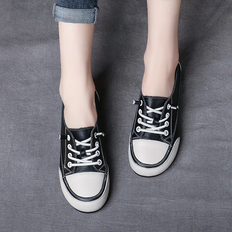 Yyvonne And Summer Soft Leather Soft Soles Women 2025 Flat Leathery Lazy Shoes Women's Shoes Casual