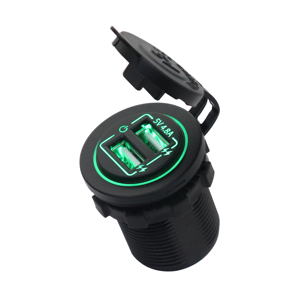 

Touch Switch Car Motorcycle Boat 4.8A Dual USB Charger Socket Power Outlet, Green, 501 Original