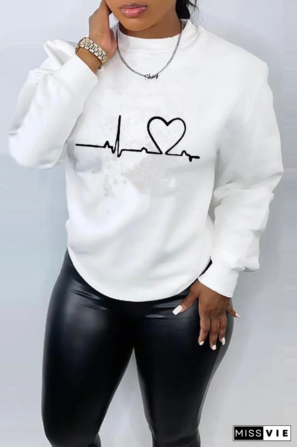 Long Sleeve Round Neck Loose Sweatshirt Tops