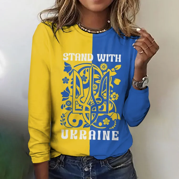 Women's Stand With Ukraine Flower Trident T-shirt