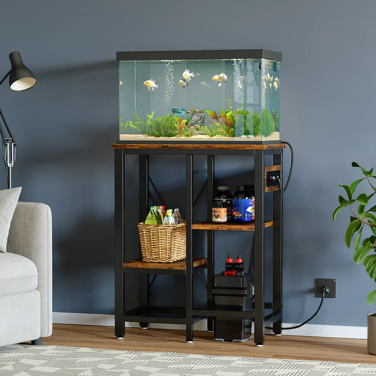 Bestier Fish Tank Stand Metal Aquarium Stand with Power Outlets, Accessories Storage, Rustic Brown Bestier Fish Tank Stand Metal Aquarium Stand with Power Outlets, Accessories Storage, Rustic Brown