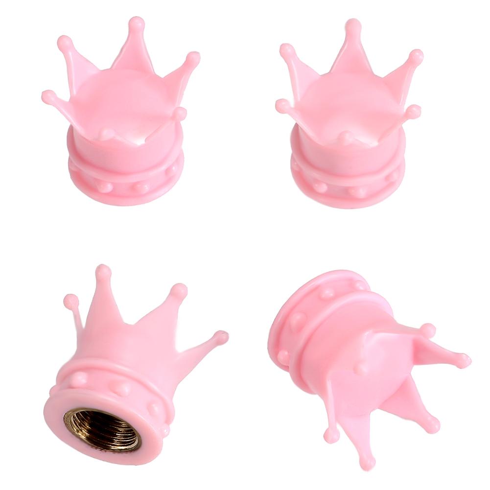 

4pcs Pink Crown Shape Car Auto Wheel Tire Tyre Valve Stem Caps Dust Covers, 501 Original