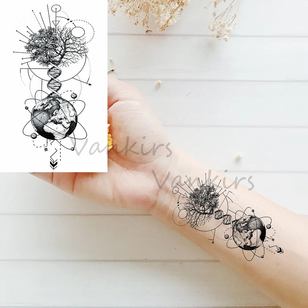 Sdrawing Cloud Coconut Tree Temporary Tattoos For Adults Girls Tiger Flower Compass Mountain Fake Tattoo Sticker Arm Leg Tatoos