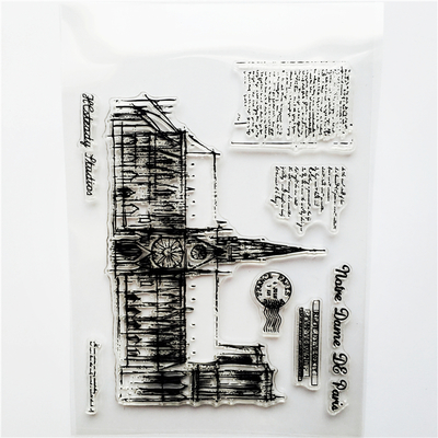 JOURNALSAY 1 Pcs Transparent Silicone Seal Retro Stamp Aircraft Tower Building Clear Stamps