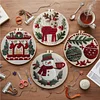 Christmas 11CT DIY Embroidery Needlepoint 25x25cm Holiday Craft Starter Set with Hoop and Scissors