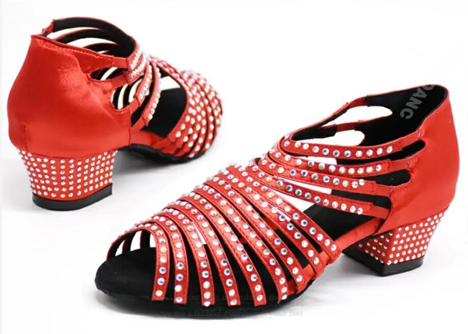 VCshoes Dance Shoes Ballroom Jazz Shoes Dance Dance Sandals Dance Shoes Rhinestones Square Dance Shoes For Women Low Heel