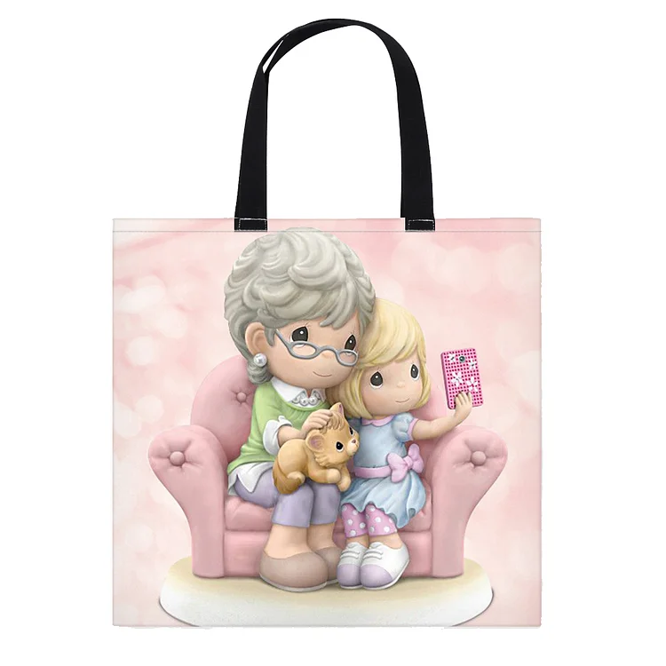 Shopper Bag - Porcelain figure grandmother and child 11CT Stamped Cross Stitch 40*40CM