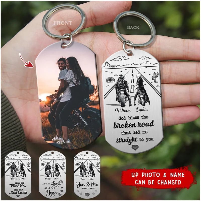 God Bless The Broken Road That Led Me Straight To You-Personalized Wooden Keychain