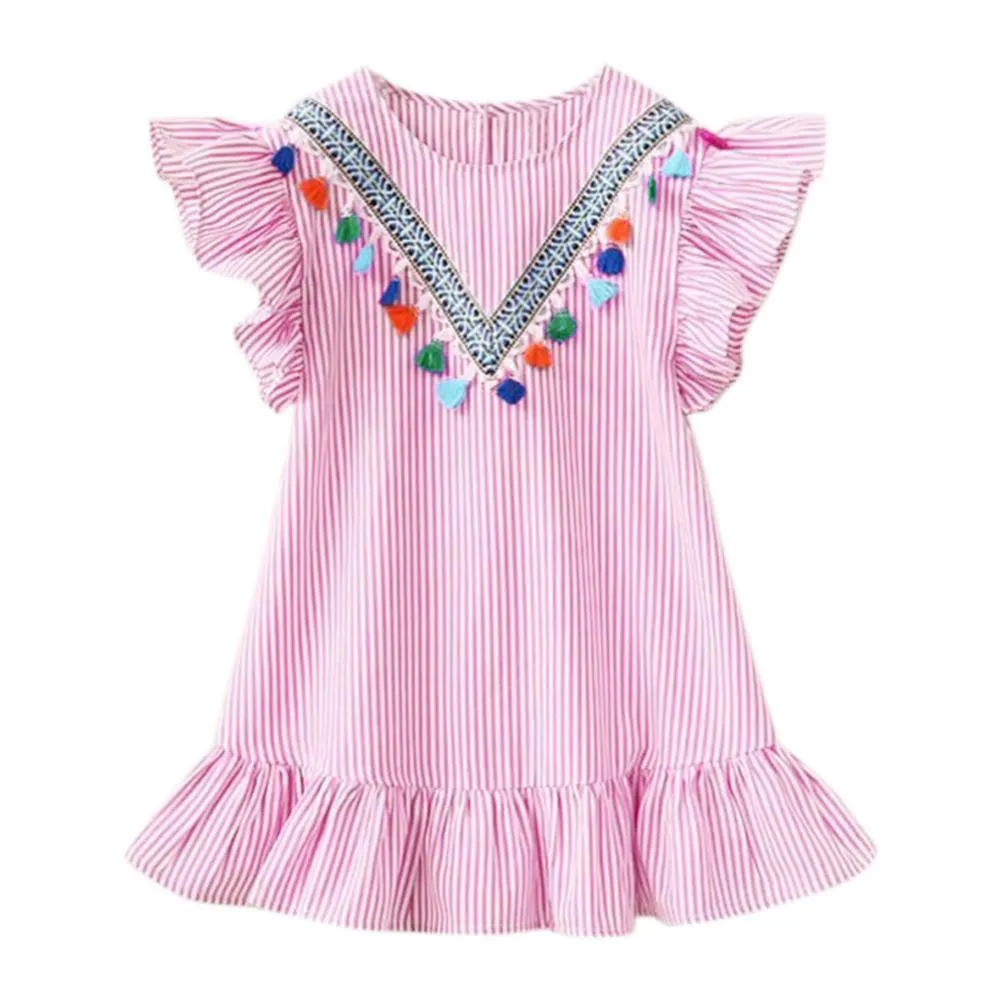 2021 Kids Dresses for Girls Clothes Summer Girl Stripe Princess Dress Toddler Baby Dress 1 2 3 4 5 6 7 Years Children't Clothing