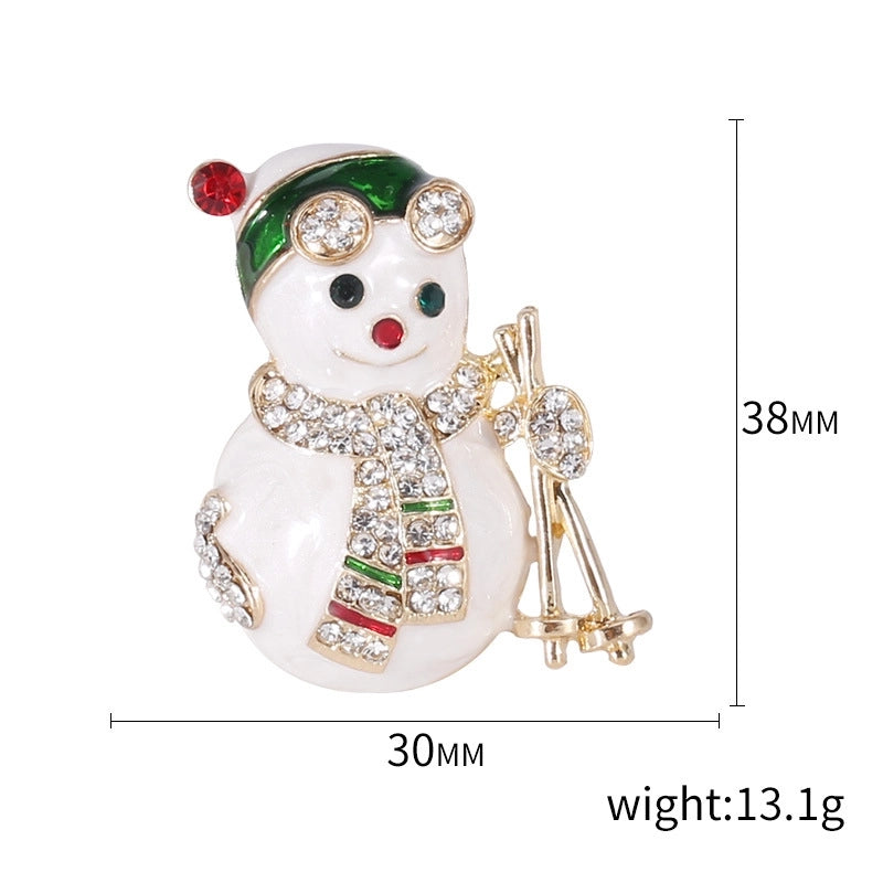 Cute Classic Style Pin Santa Claus Snowflake Elk Alloy Enamel Inlay Rhinestones Unisex Brooches