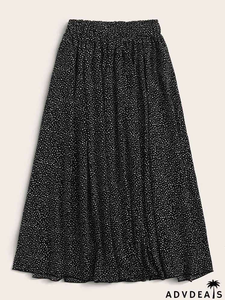 Dalmatian Print Flared Skirt