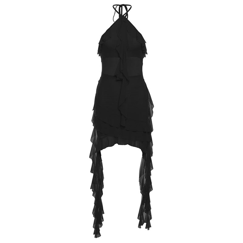 Aiertu concert outfit Style Autumn and Winter New Women's Clothing Solid Color Slim High Waist Street Fashion Halter Backless Dress aiertu