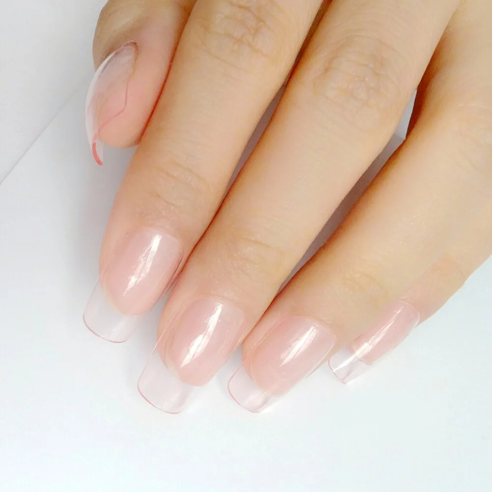 Wholesale Acrylic Long Fake Nails For Design Transparent Orange Pink False Fingernails Lady Full Cover Tip Salon Manicure-Nail Inspo