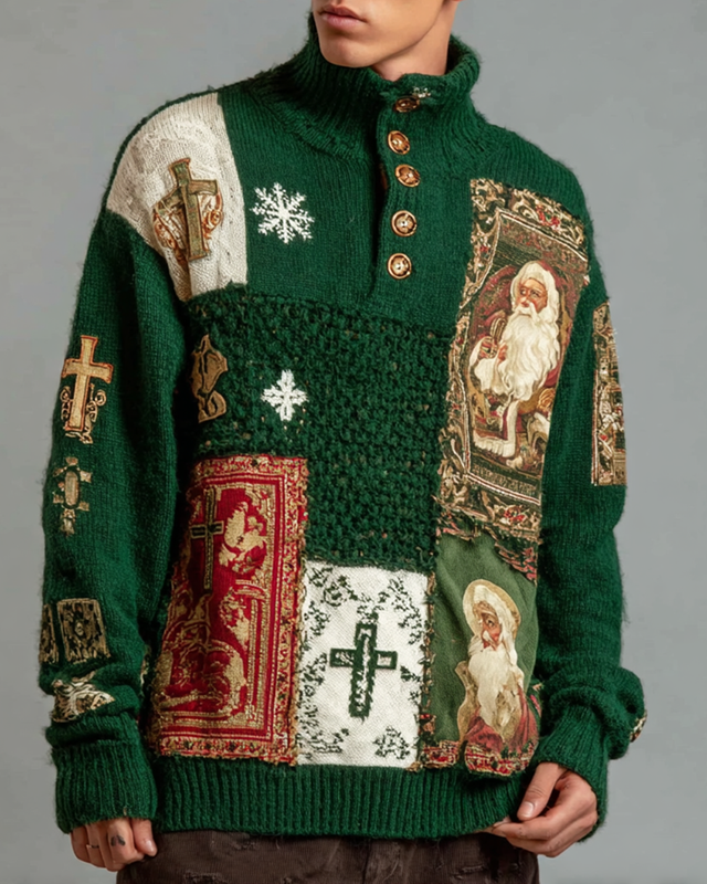 Santa Rave Top Men's Santa Claus Party Christmas Theme Embroidered Top 6167