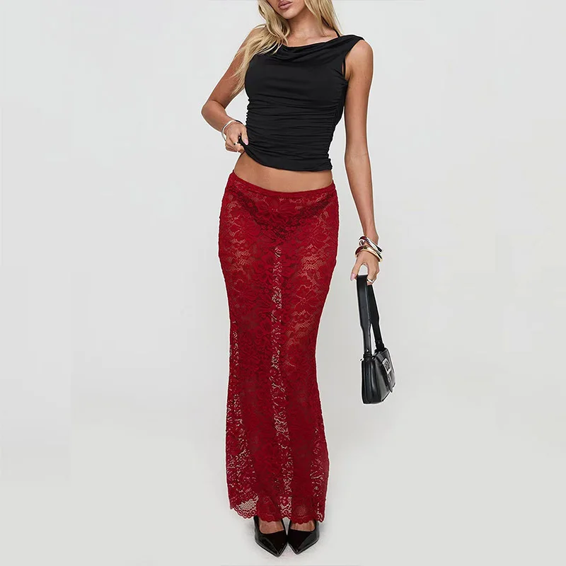 Wongn Wongn 2024 Summer Hot Style Fashion Versatile Lace Perspective Sexy Dress Can Be Worn