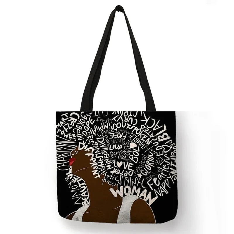 Hot Sexy Afro Girl Print Totes Africa Women Fashion Handbag Ladies Shopping Bag Teenager Black Brown Girl Shoulder Bag Beach