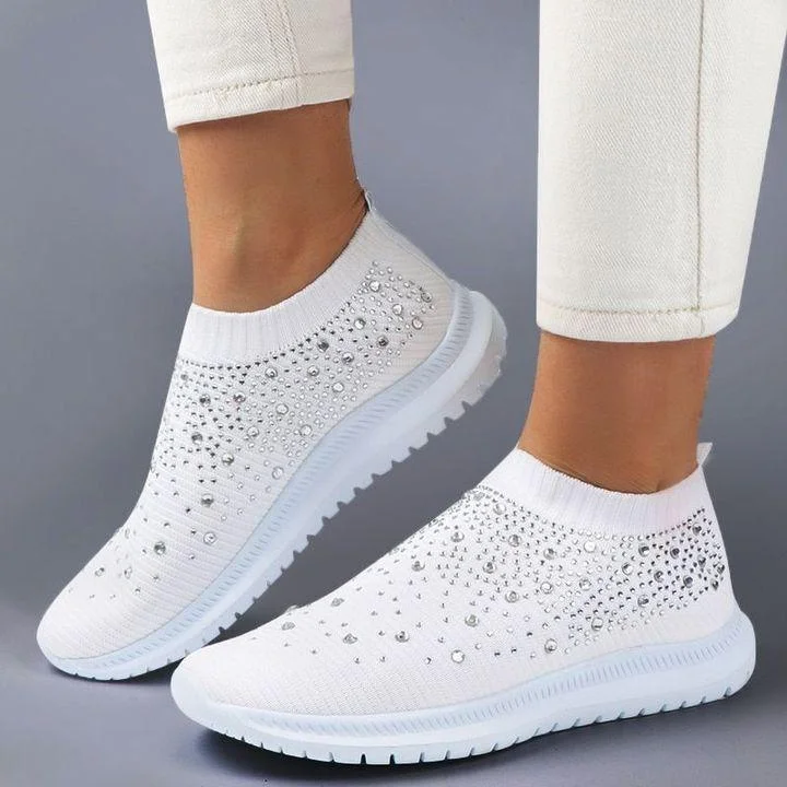 Women's Crystal Breathable Slip-On Walking Shoes QueenFunky
