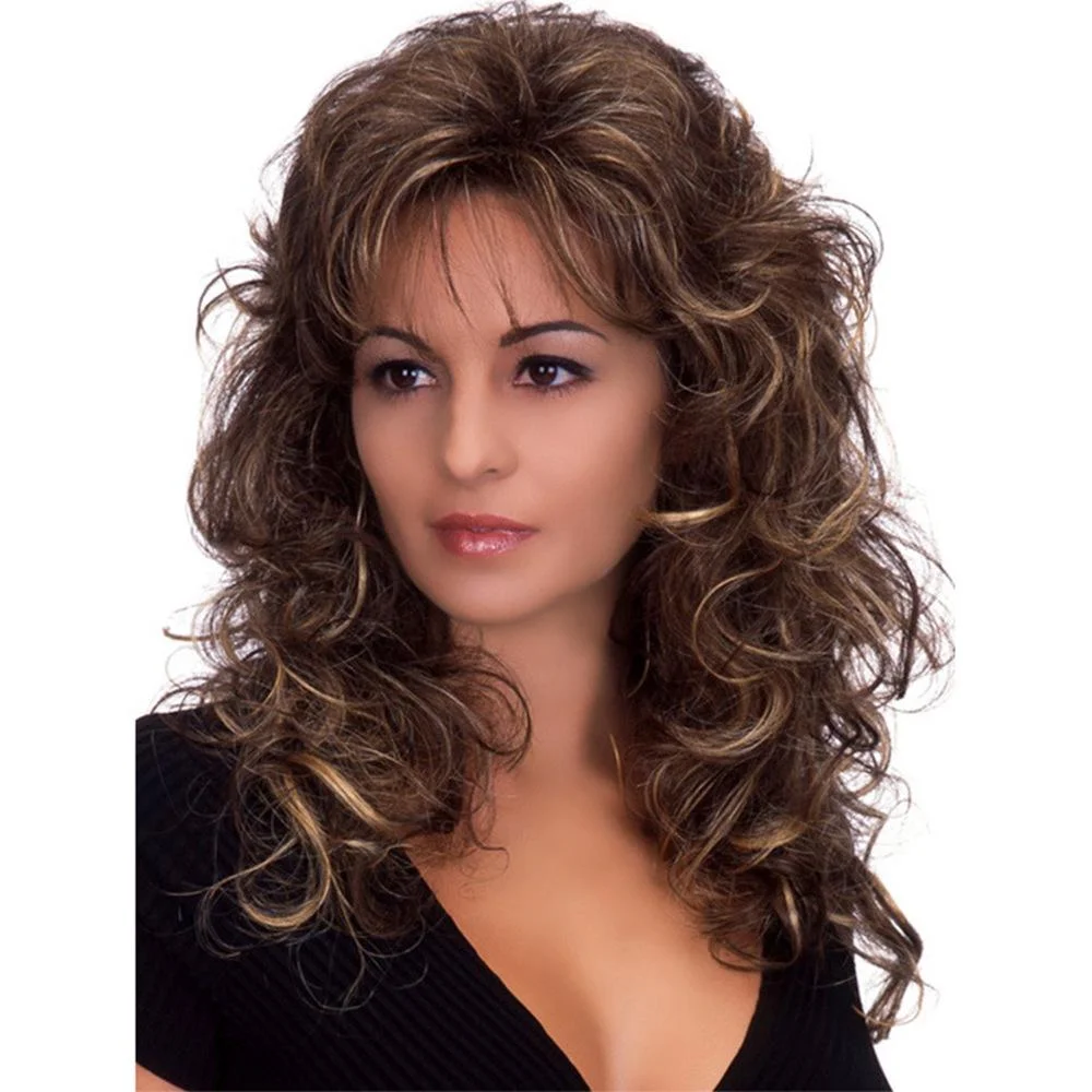 European and American WIG Fashion Ladies Mid-length Curly Hair Synthetic Headgear | EGEMISS
