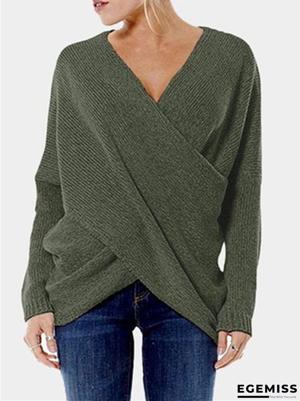 Fashion Inclined Solid Color Irregular Hem Sweater | EGEMISS