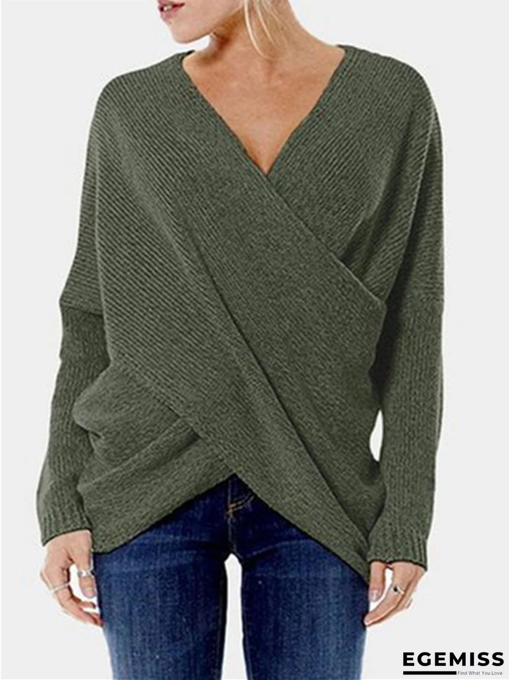 Fashion Inclined Solid Color Irregular Hem Sweater | EGEMISS