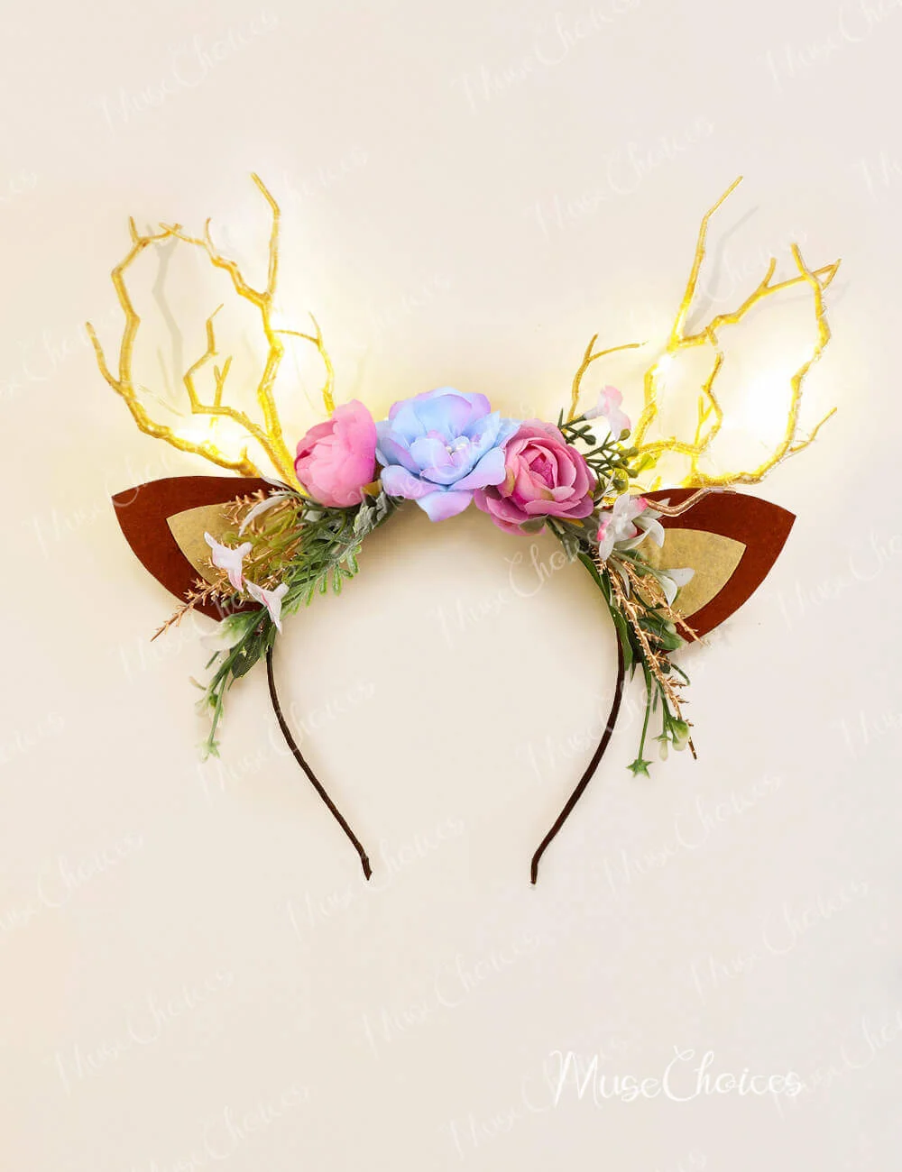 Christmas Reindeer Headband-Forest Flower Beauty and the Beast