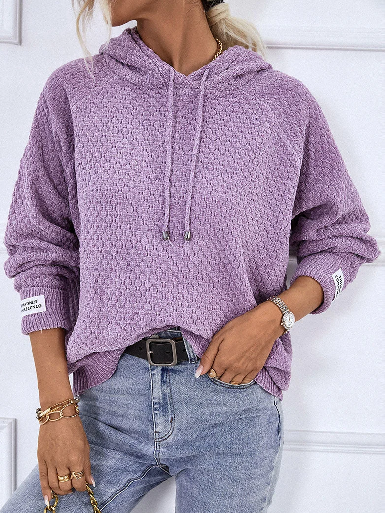Women Long Sleeve Hooded Lace-up Sweaters