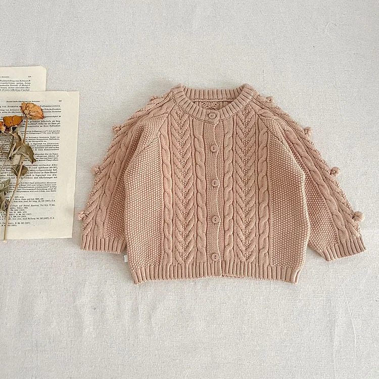 Baby Solid Color Pompom Sweater