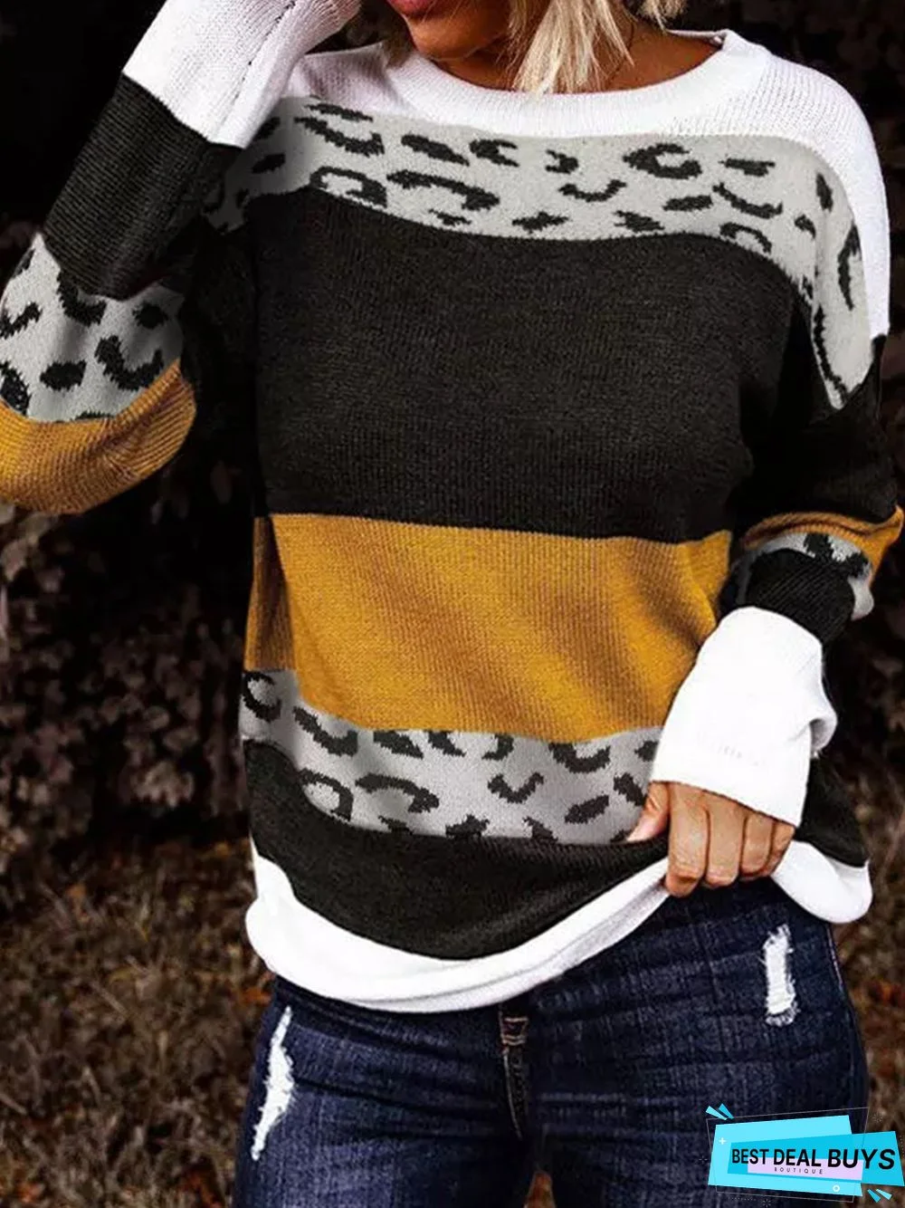 Leopard Round Neck Loosen Top