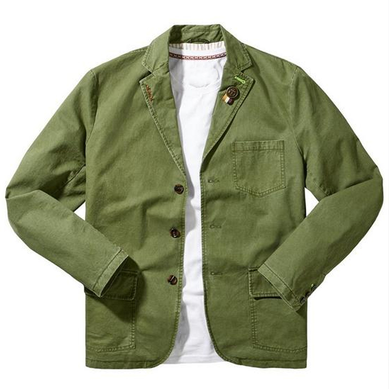 Vintage Men's Lapel Washed Distressed Blazer