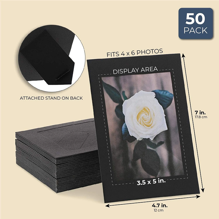 50 Pack Black Paper 4x6 inches Bulk Picture Frames