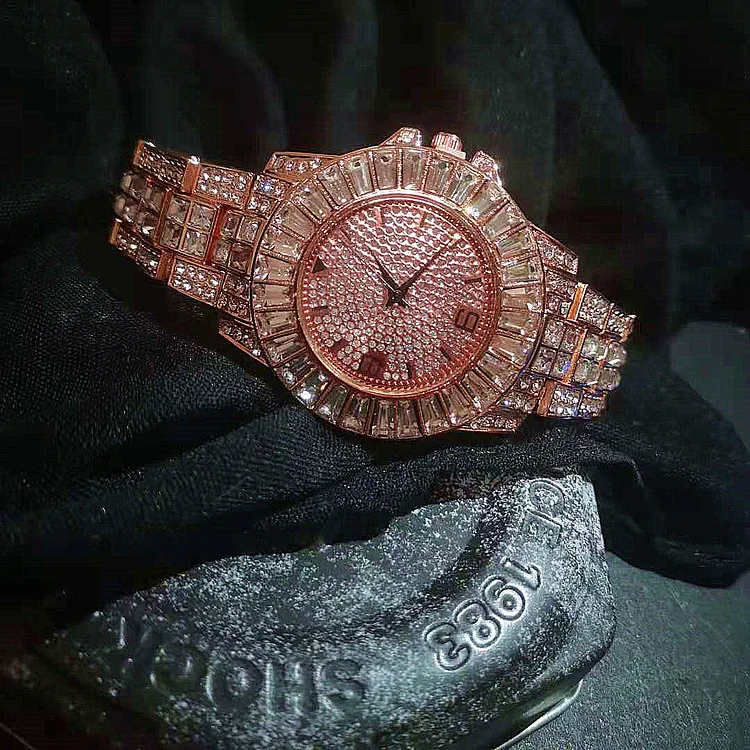 Round Iced Out Luxury Diamond Quartz Bling Watch  Hiphop Gifts Gold / Silver-VESSFUL