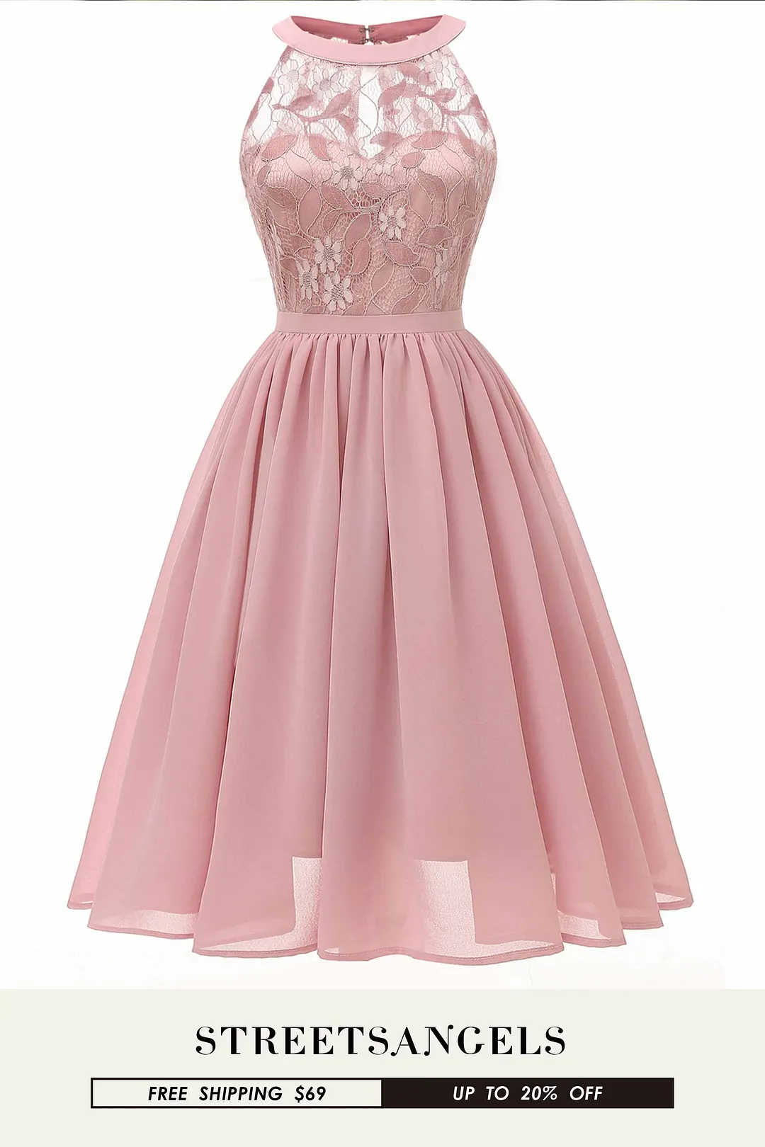 Sexy Fashion Swing Solid Color Party Fashion Lace Halter Vintage Dress
