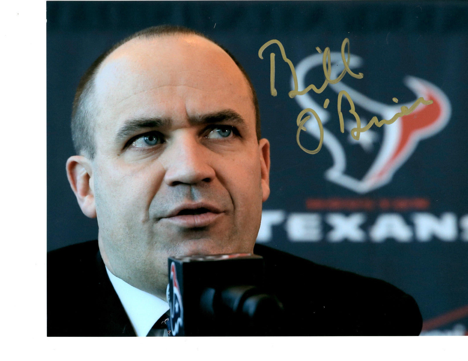 Bill O'Brien hand auto signed football Photo Poster painting Houston Texans Penn State Photo Poster painting b