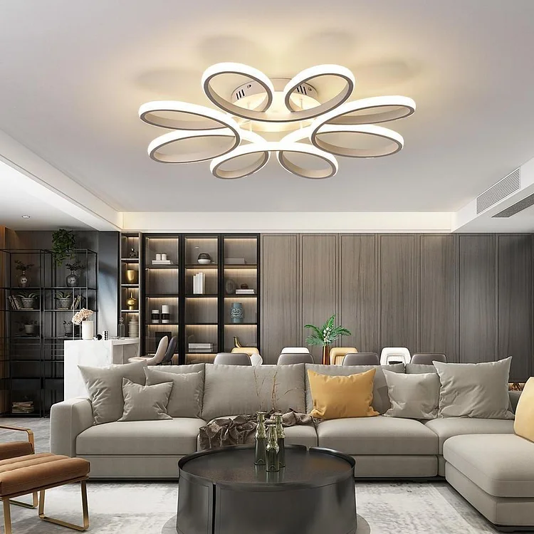 Looped Metal Silica Gel Flush Mount Light With Dimmable Remote Controlled LED Lights - Appledas