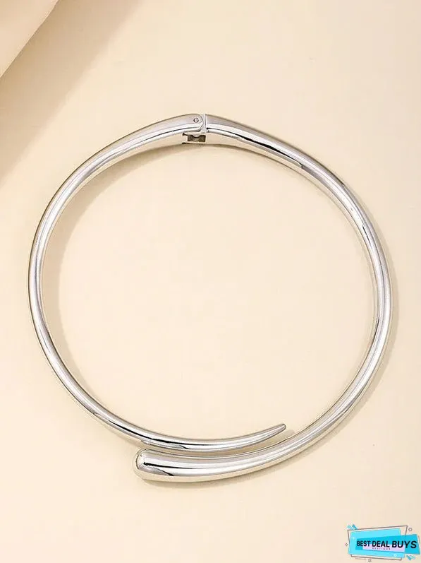 Fashionable Simple Metal Geometric Ring Glossy Collar