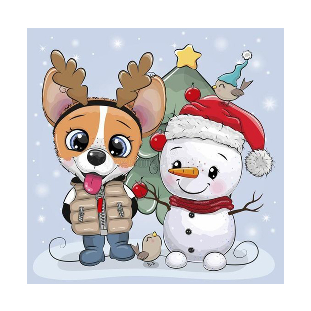 

Cartoon Dog and Snowman - Round Drill Diamond Painting - 30*30CM, 501 Original