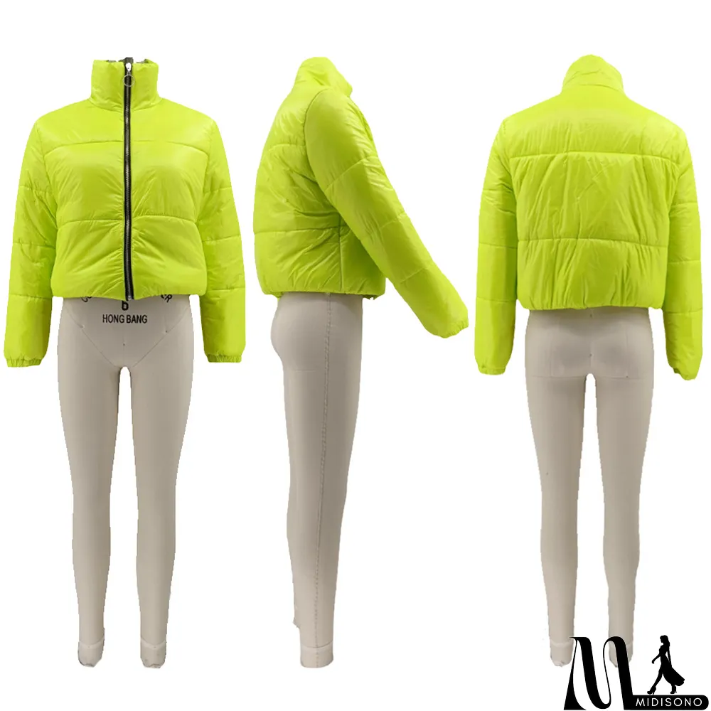 MidiSono - Winter Warm Solid Full Sleeve Zipper Down Jacket