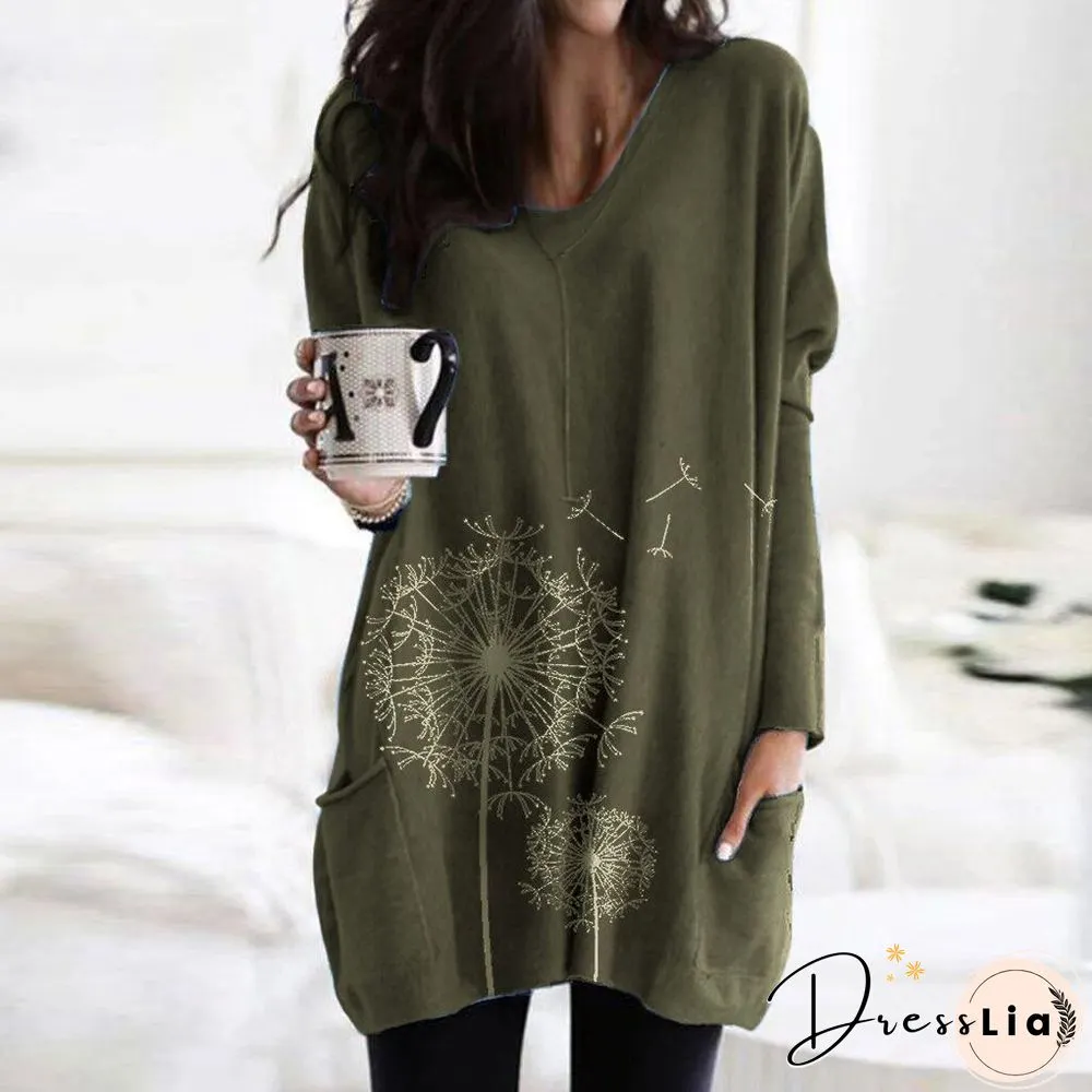 Women Dandelion Pattern Loose Top