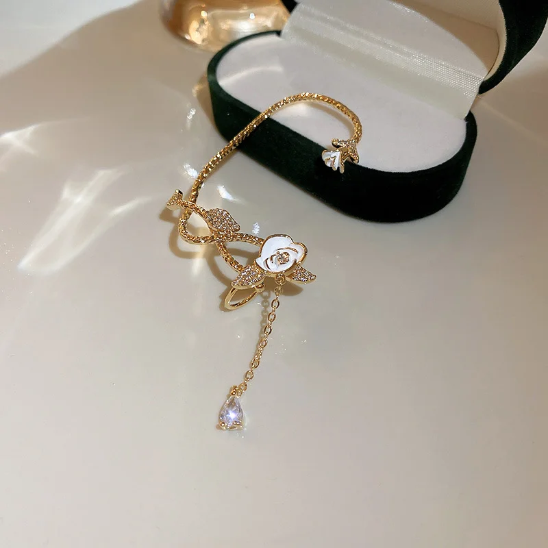 18K Gold Plated Crystal Flower Earrings