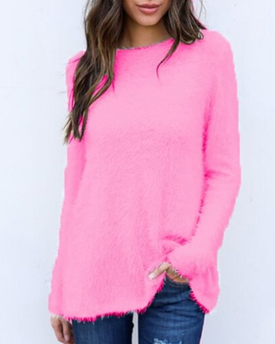 Solid Color Long Sleeve Loose Women's Sweater Top