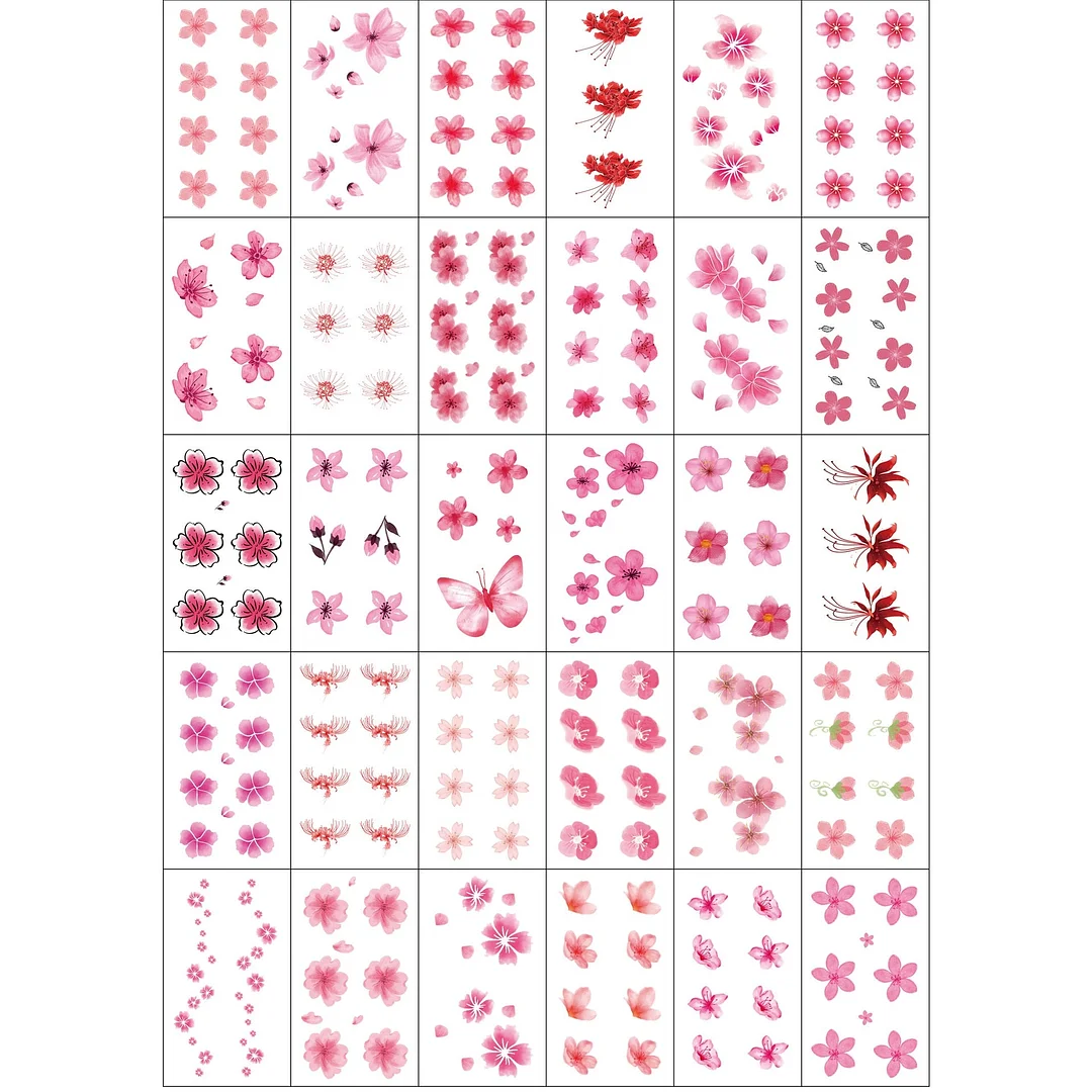 30Pcs Flowers Fake Sakura Tattoo Stickers Chest Taty Waterproof temporary Tatto Brid Cherry Blossom For Women Tattoo Body makeup